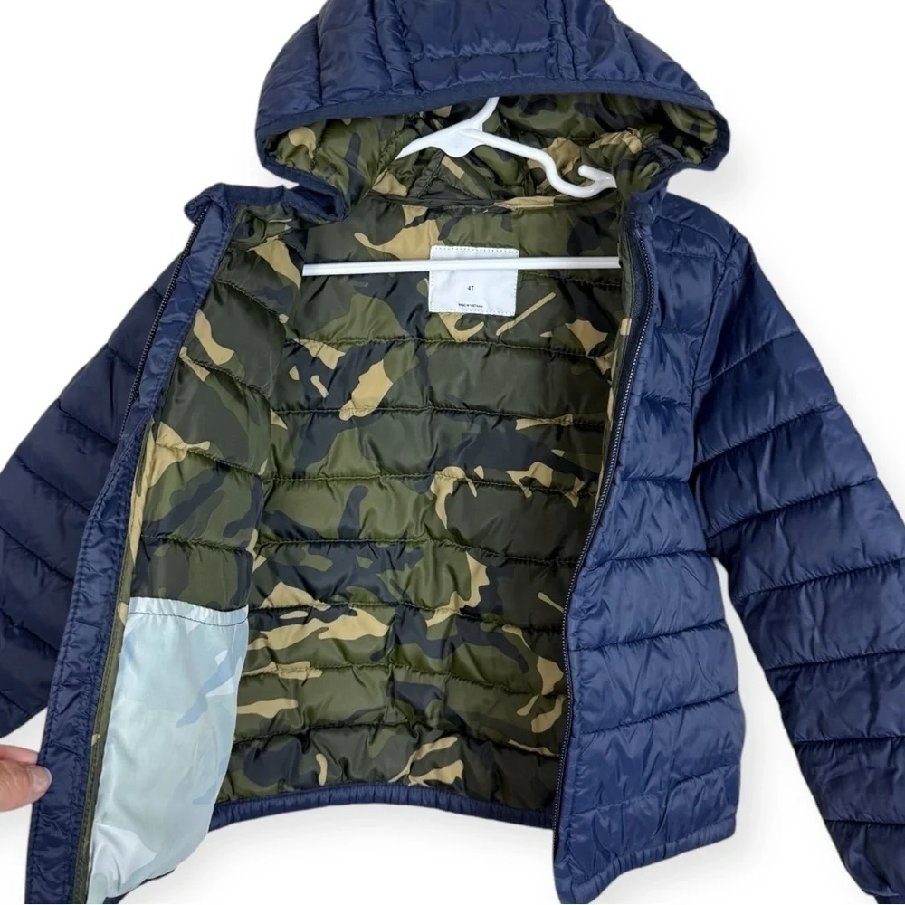 Old Navy Blue Puffer Jacket with Camouflage Lining